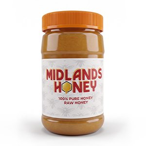 A jar of raw honey from Midlands Honey